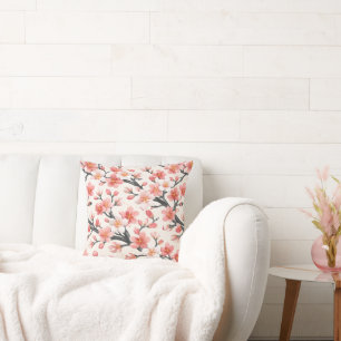 Cojín Decorativo Cerezo Elegante Floral Rosa Asiático Corte de Prim
