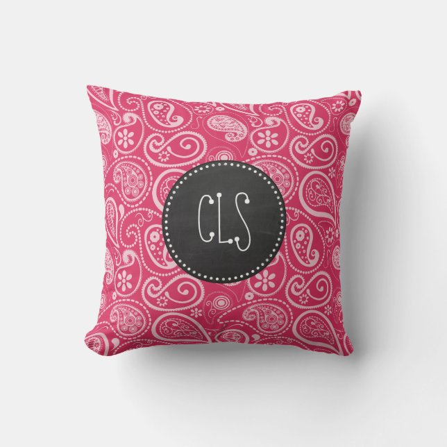 Cojín Decorativo Cerise Paisley; Floral; Chalkboard Retro (Anverso)