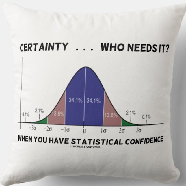 Cojín Decorativo Certeza... ¿Quién Lo Necesita? Cuando tienes estad (Throw pillow for any statistically confident person who's comfortable in our probabilistic world)