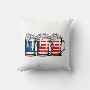 Cojín Decorativo Cerveza bandera americana 4 de julio hombres mujer
