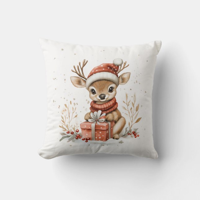 Cojín Decorativo Cerveza bebé en Navidades rojos Sombrero (Anverso)