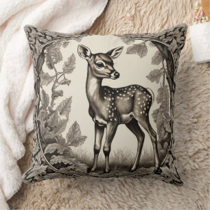 Cojín Decorativo Cerveza Botánica del bosque Vintage Fawn
