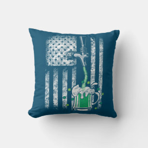 Cojín Decorativo Cerveza de bandera irlandesa norteamericana Shamro
