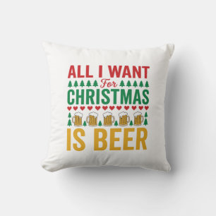 Cojín Decorativo Cerveza de Navidad Diseño Divertido de Bebida para