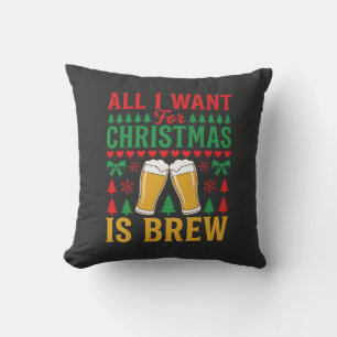Cojín Decorativo Cerveza de Navidad Todo lo que Quiero es Cerveza