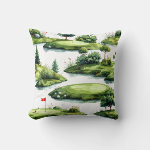 Cojín Decorativo Césped de golf con bandera roja