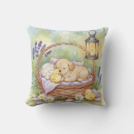 Cojín Decorativo Cesta cálida, cachorro, gatito, chichas