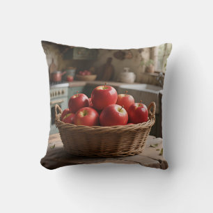 Cojín Decorativo Cesta de Manzanas Rojas