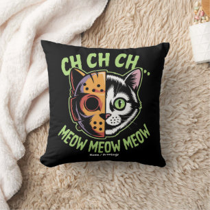 Cojín Decorativo Ch Ch Ch Meow Meow Meow Meme Gracioso Gato Hallowe