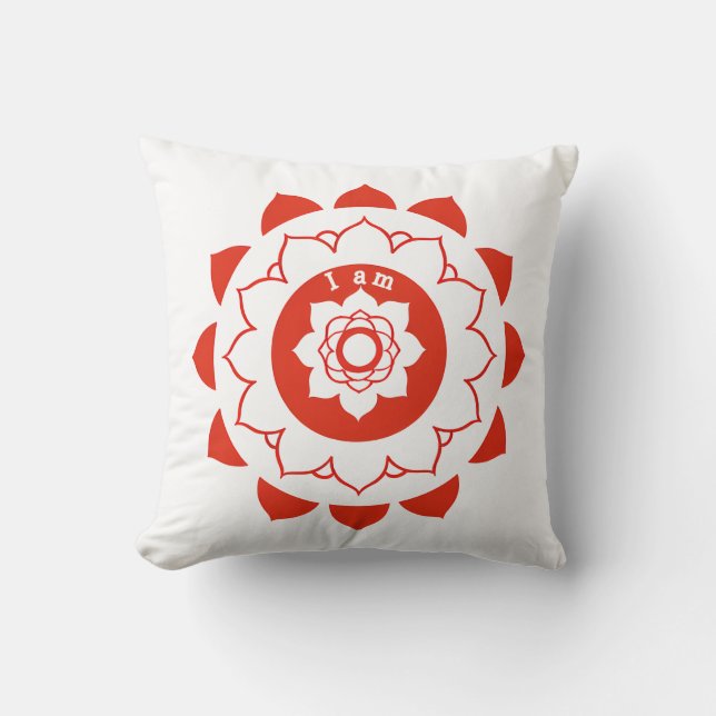 Cojín decorativo Chakra raíz de Mandala Roja Mulad (Anverso)