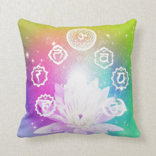 Cojín Decorativo Chakras, rojo, naranja, amarillo, verde, turquesa,