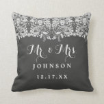 Cojín Decorativo Chalkboard Lace Sr. y Sra. Boda Pillow<br><div class="desc">Más almohadas Bodas bonitos en la Pequeña Tienda Bayleigh!</div>