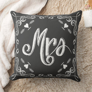 Cojín Decorativo Chalkboard Mrs Brides Pillow Any Color