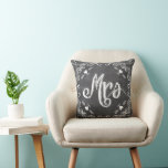 Cojín Decorativo Chalkboard Vintage Modern Mrs Brides Pillow<br><div class="desc">Chalkboard Vintage Modern Mr. y Sra. Chalkboard Wedding Invitaciones a bodas dulces y dulces en pizarra. Chalkboard Vintage Modern Mr. y Mrs. Chalkboard Boda Pillows. Puede Personalizar esta bella y elegante almohada de coral, azul, gris y blanco de los elementos de la cosecha para decir lo que le guste o...</div>