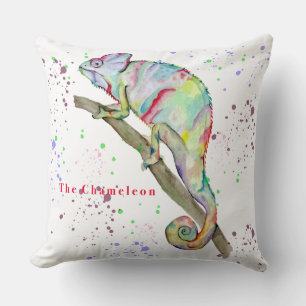 Cojín Decorativo Chameleon divertido de color de agua
