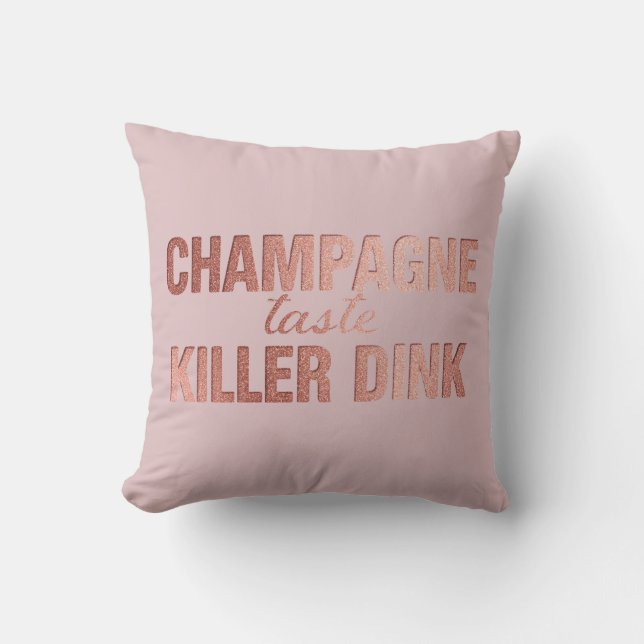 Cojín Decorativo Champagne Taste Killer Dink | Rose Pink Pickleball (Anverso)