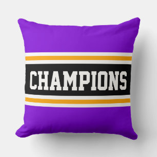 Cojín Decorativo CHAMPIONS Fun Bright Purple Black Athletic Stripes