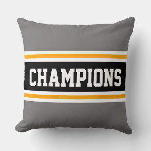 Cojín Decorativo CHAMPIONS Sporty Fun Gray Black Athletic Stripes