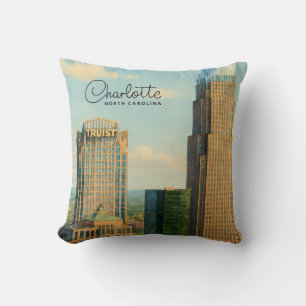 Cojín Decorativo Charlotte NC Acuarela del Horizonte Viaje
