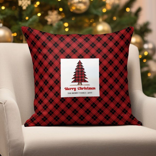 Cojín Decorativo Charming Buffalo Plaid Personalized Christmas  (Charming Buffalo Plaid Personalized Christmas Pillow)