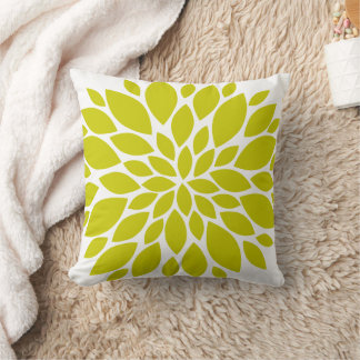 Cojín Decorativo Chartreuse Burst floral verde y blanca