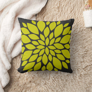 Cojín Decorativo Chartreuse Burst floral verde y gris