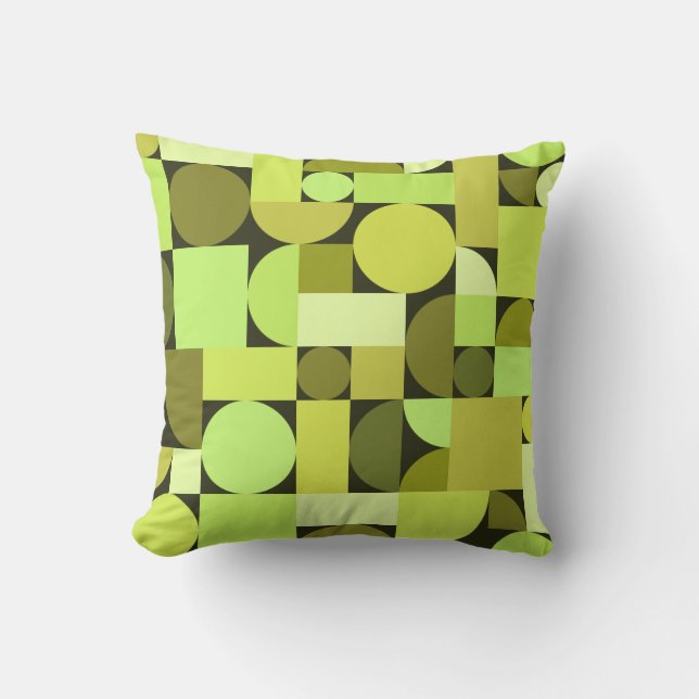Cojín Decorativo Chartreuse Geométrica Moderna de Medid Century (Anverso)