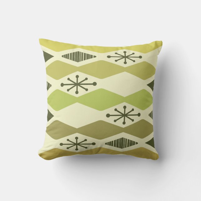 Cojín Decorativo Chartreuse geométrico de la era atómica (Anverso)