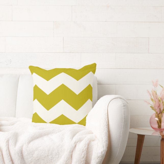 Cojín Decorativo Chartreuse Modern Zigzag Chevron Pattern (Sofá)