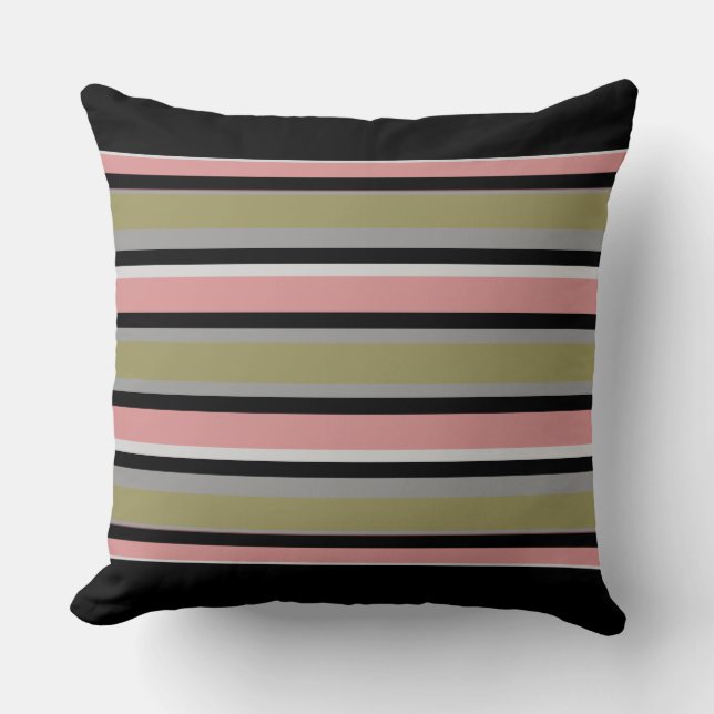 Cojín Decorativo Chartreuse Peach Black Strips (Anverso)