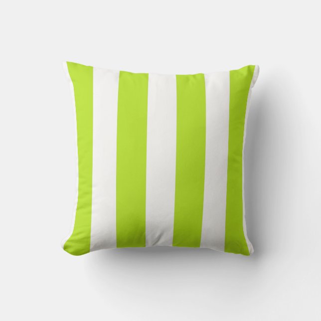 Cojín Decorativo Chartreuse y rayas blancas (Anverso)