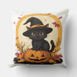 Cojín Decorativo 🎃 Chat Noir Halloween : Félin Sorcier 🧙♂️