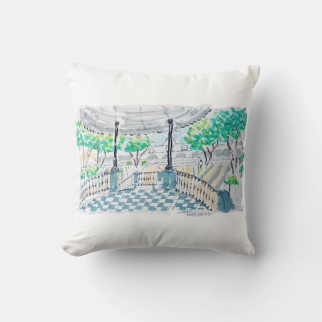 Cojín Decorativo Checkerboard Kiosk Park View (Anverso)