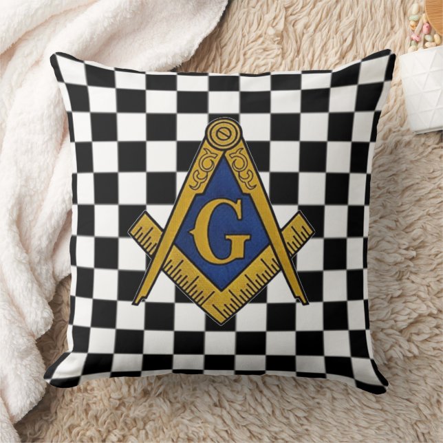 Cojín Decorativo Checkers Masonic Freemasons Square y Compass (Manta)