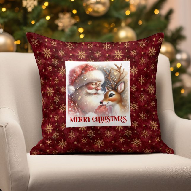 Cojín Decorativo Cheerful Santa Rudolph Xmas Pillow Holiday Smiles  (Cheerful Santa Rudolph Xmas Pillow Holiday Smiles )