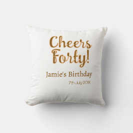 Cojín Decorativo Cheers forty orange brown calligraphy birthday nam