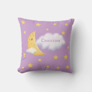 Cojín Decorativo Cheesy Moon & Stars Personalizado Adorable Lilac