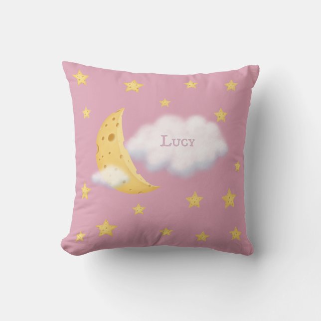 Cojín Decorativo Cheesy Moon & Stars Personalizado Fluffy Cloud Pin (Anverso)