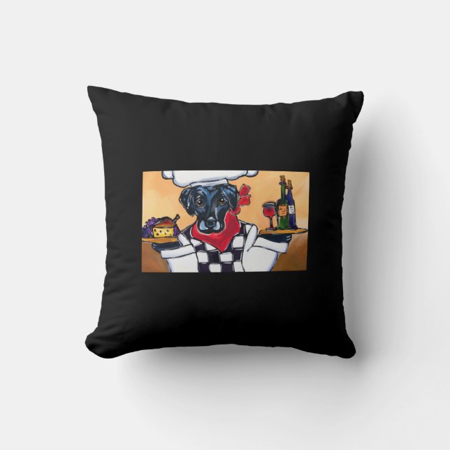 COJÍN DECORATIVO CHEF LABRADOR NEGRO (Anverso)