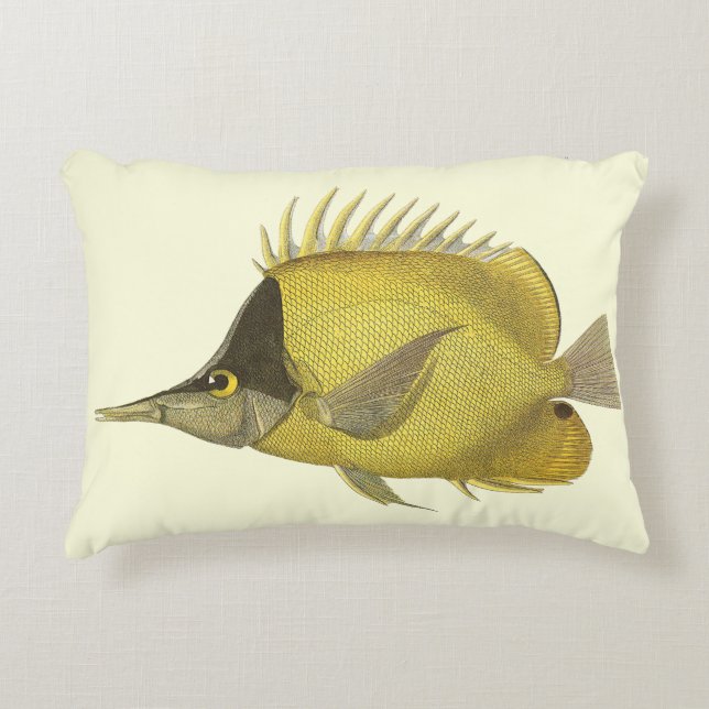 Cojín Decorativo Chelmon Tropical Amarillo Longirostris, Pescado Vi (Anverso)