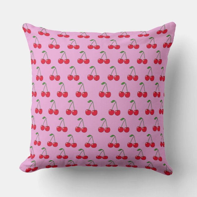 Cojín Decorativo Cherries pattern pink (Anverso)