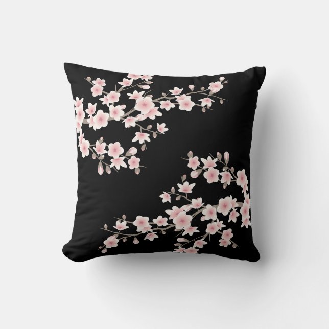 Cojín Decorativo Cherry Blossom Rubor Pink Black (Anverso)