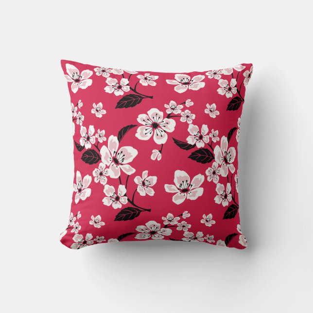 COJÍN DECORATIVO CHERRY BLOSSOM - SAKURA (ROJO) (Anverso)