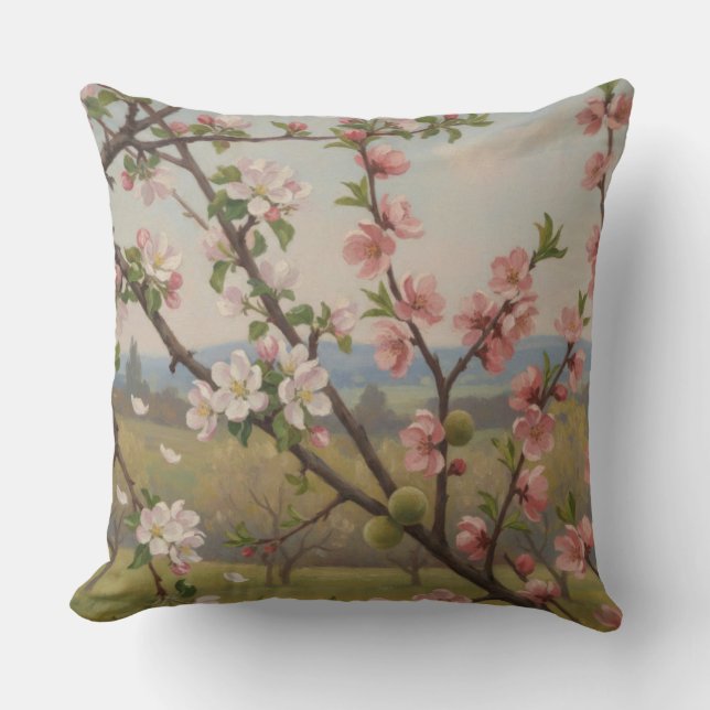 Cojín Decorativo Cherry Blossom Serenity - Botanical Pillow Art (Anverso)