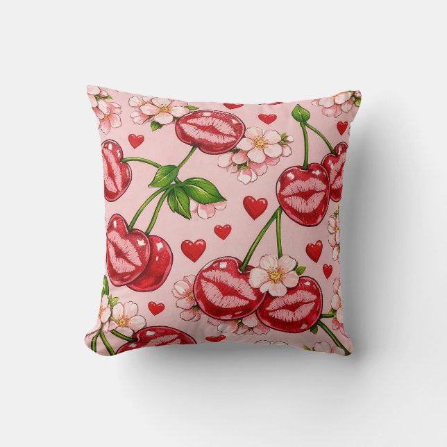 Cojín Decorativo Cherry Kiss Throw Pillow (Anverso)