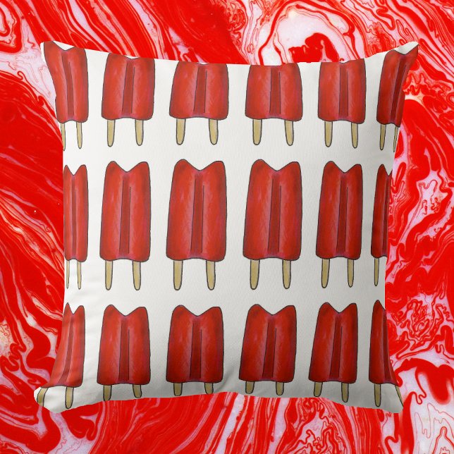 Cojín Decorativo Cherry Red Twin Pop Popsicle Ice Lolly Lollies (Cherry twin pop pillow)
