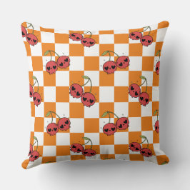 Cojín Decorativo Cherry Skull Checkerboard - Cute Kawaii Vibes