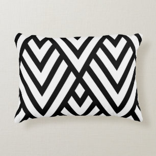 Cojín Decorativo Chervon Blanco Y Negro Moderno
