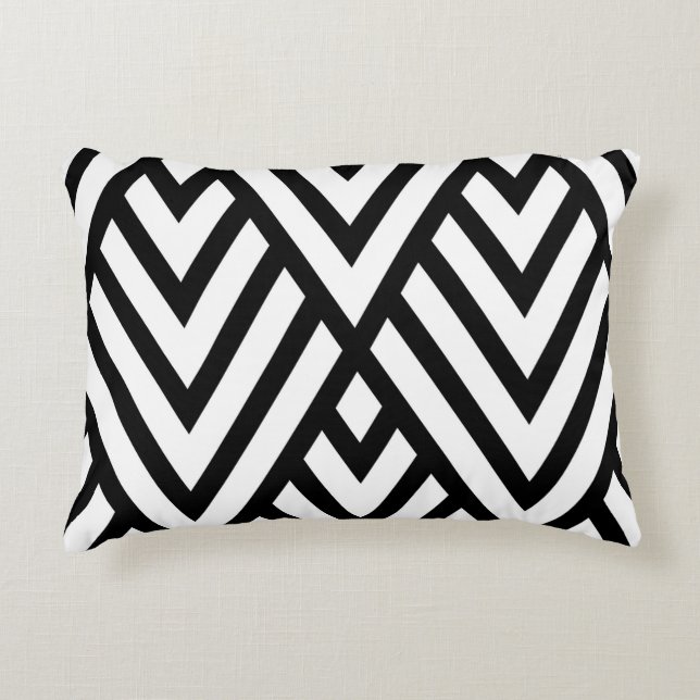 Cojín Decorativo Chervon Blanco Y Negro Moderno (Anverso)