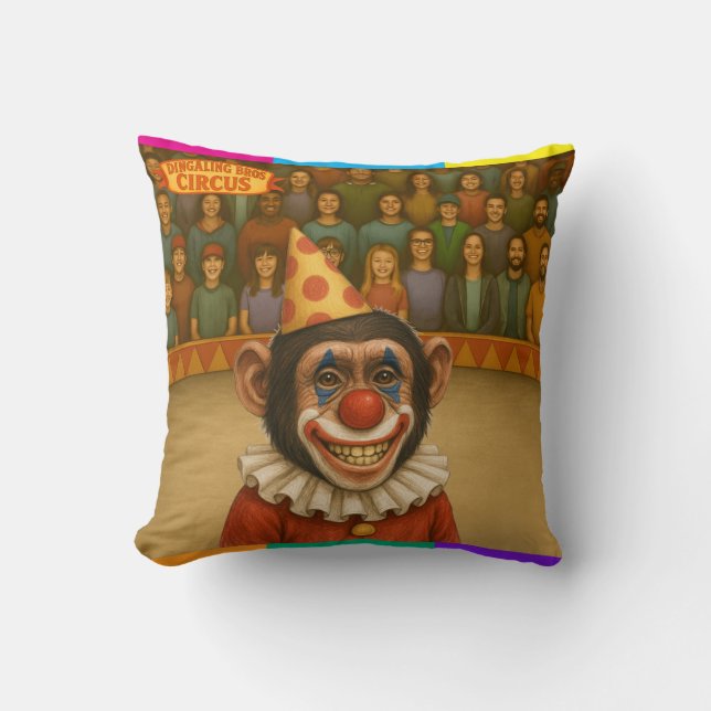 Cojín Decorativo Chester el payaso chimpancé (Anverso)